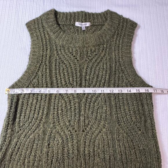 MADEWELL Pointelle Knit Sweater Vest XXS Heather Basil Green Soft Layering - Picture 5 of 11